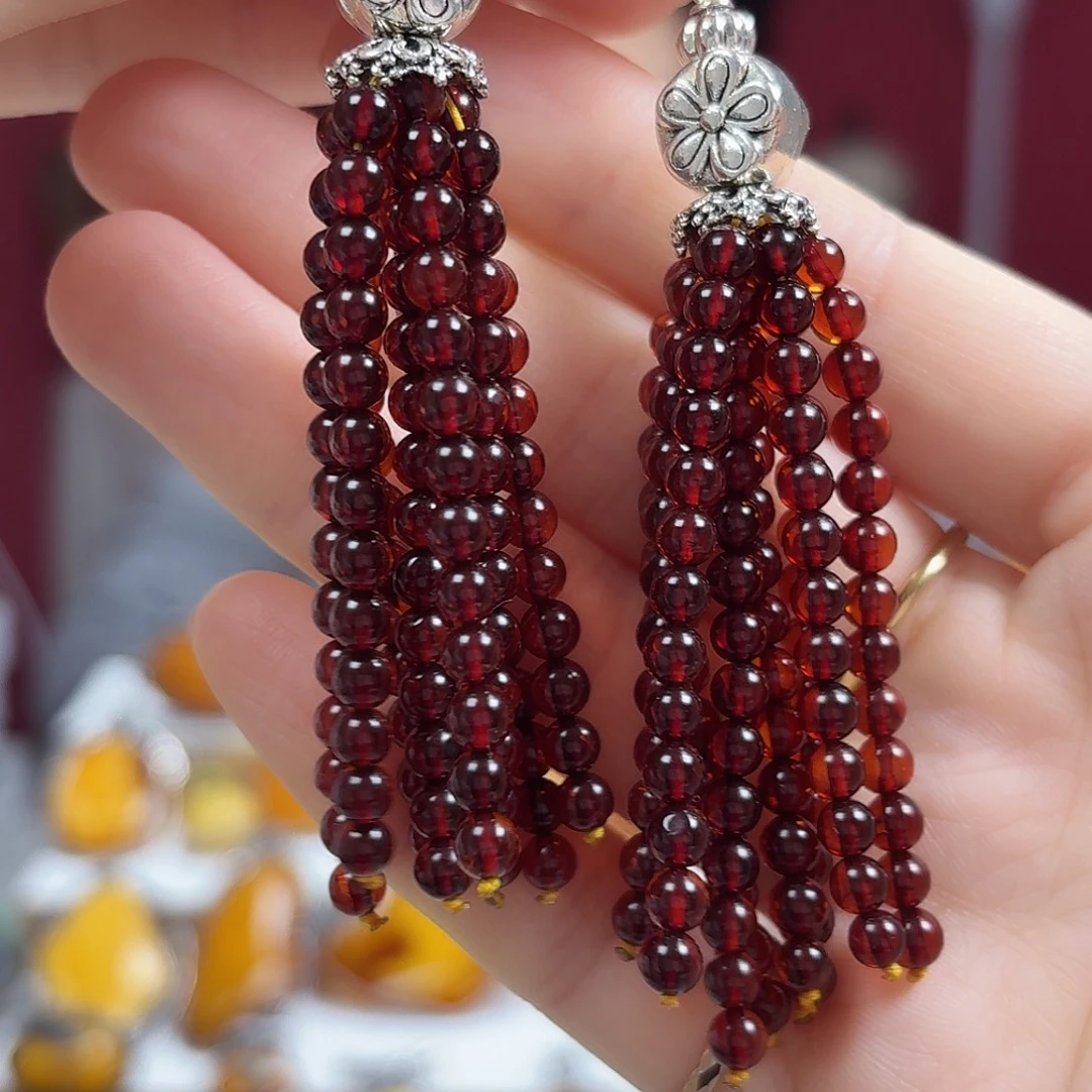 琥珀未镶嵌耳饰耳坠