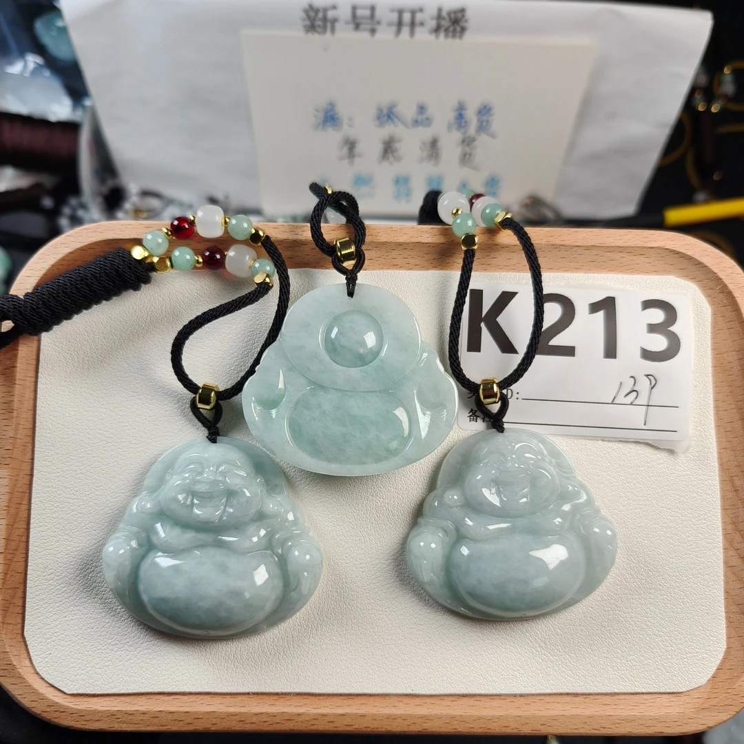 K213 天然翡翠颈饰佛公未镶嵌 多样性发货一件