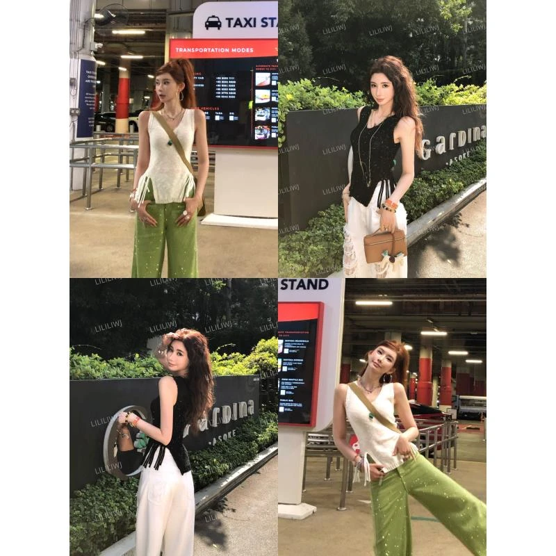 婉君Y【流苏亮片背心】重工设计感显瘦吊带背心上衣LWJ25A1T092