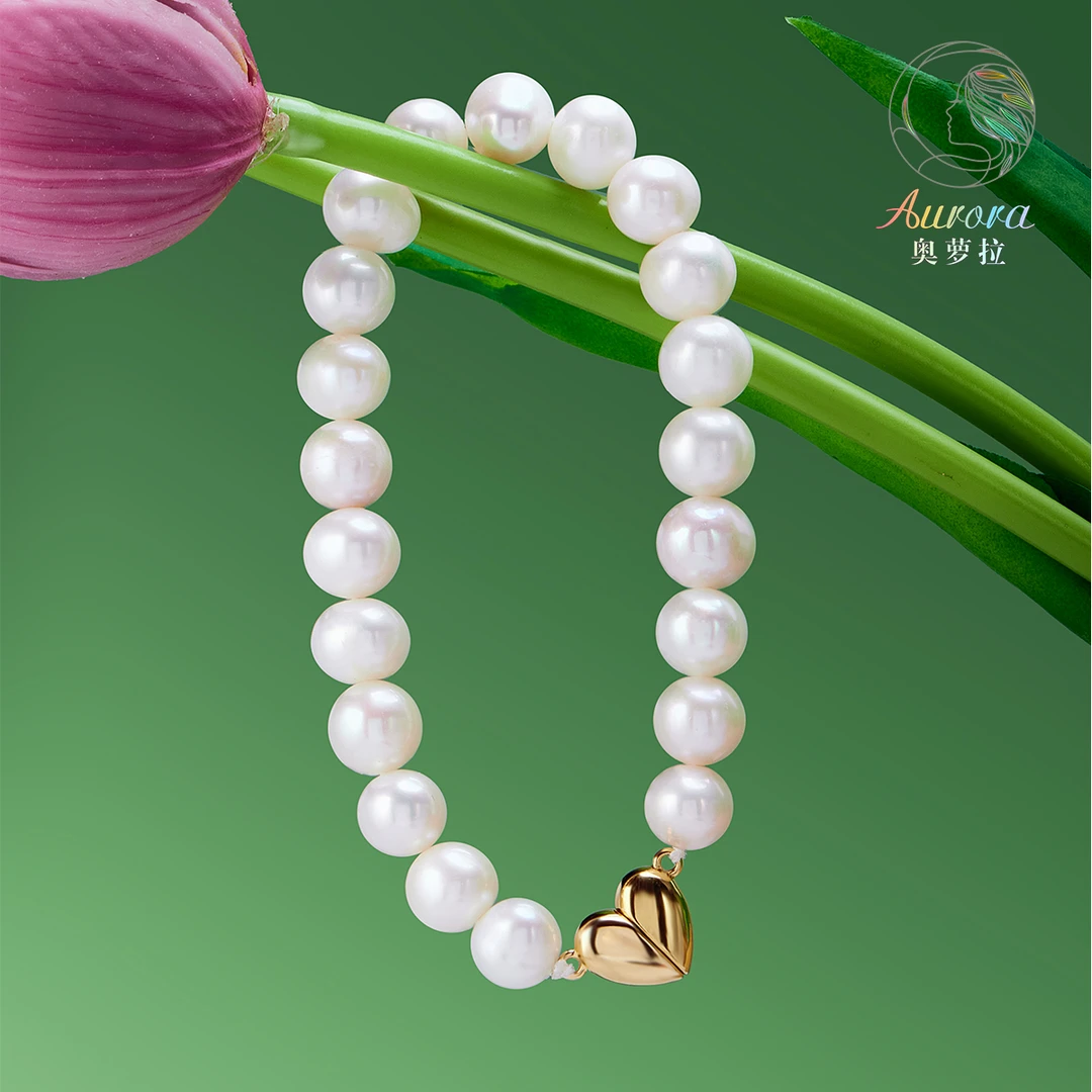 【奥萝拉珠宝】淡水珍珠 白色手链 8~9mm  扣头多样性随机发 #SL031