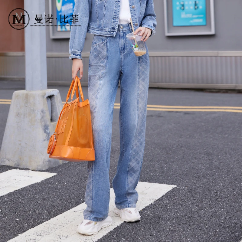 轻潮运动牛仔阔腿裤MEPK113101