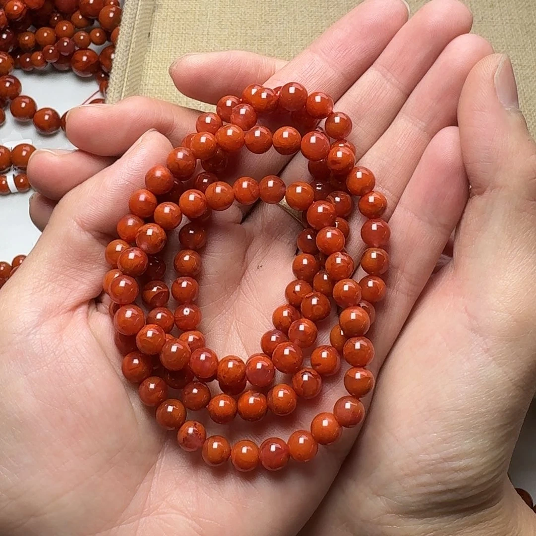南红玛瑙手链未镶嵌项链多圈原矿南红瓦西7mm