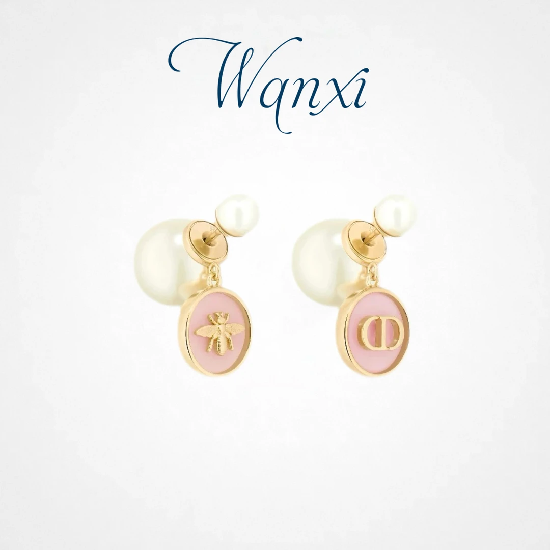 WANXI 镀K金 粉色小蜜蜂珠珠耳环精工版