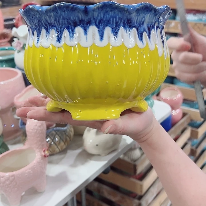 有孔，凑单福利满10元发货陶瓷多肉花盆！