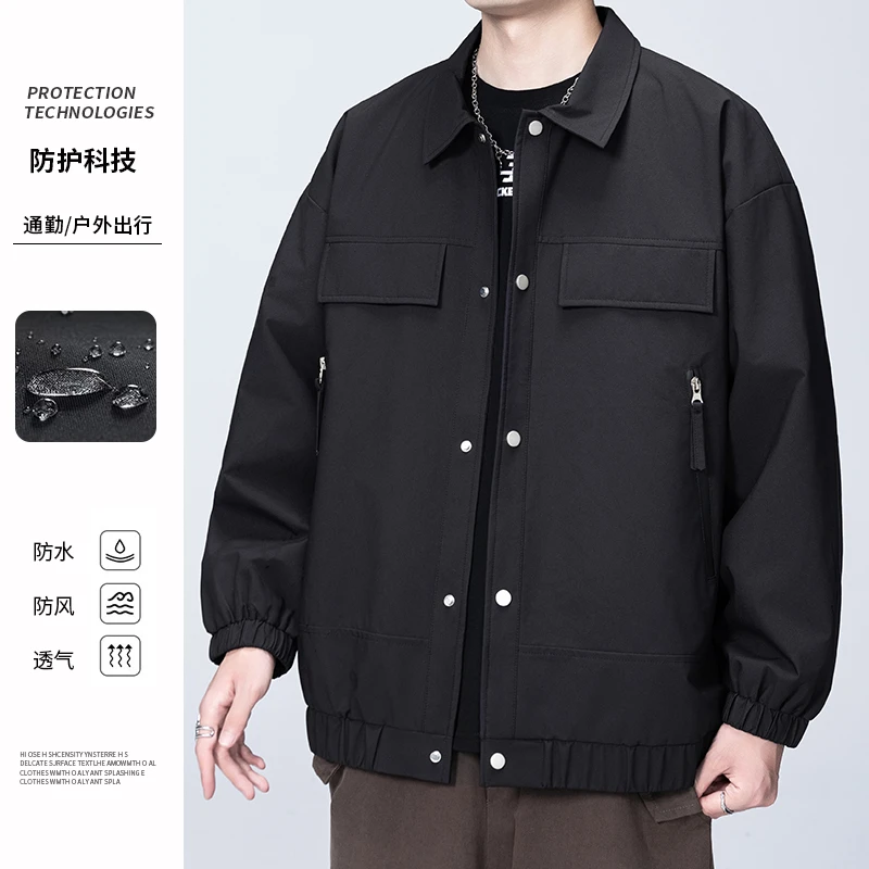 冲锋衣夹克外套男春秋2025潮流痞帅休闲情侣男款连帽男士户外男装