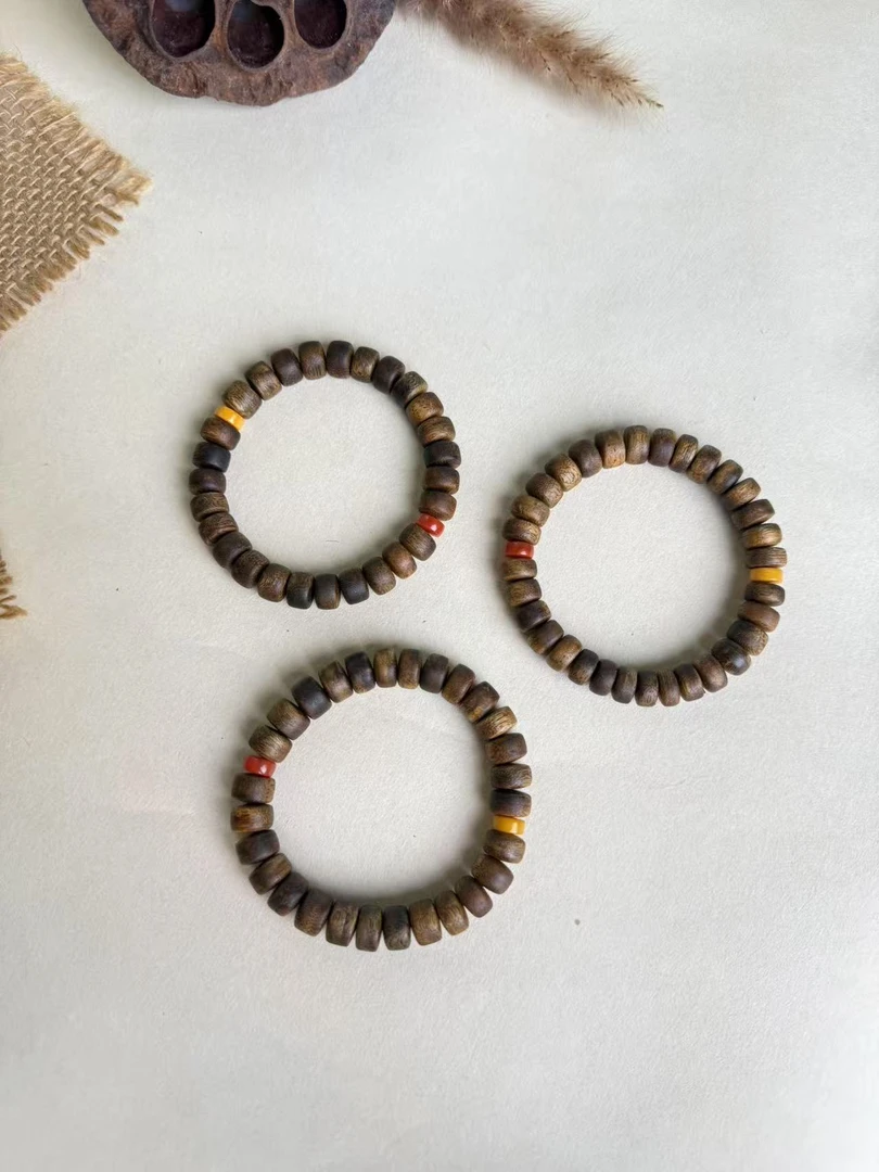 沉香富森红土 1.0随型药片珠单圈沉香手串（多样发其一