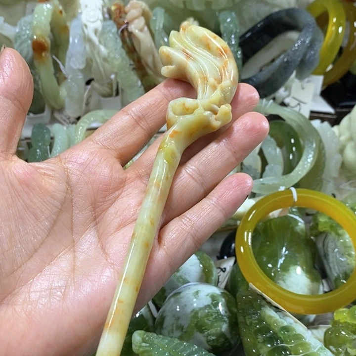 未镶嵌岫玉吊坠发簪