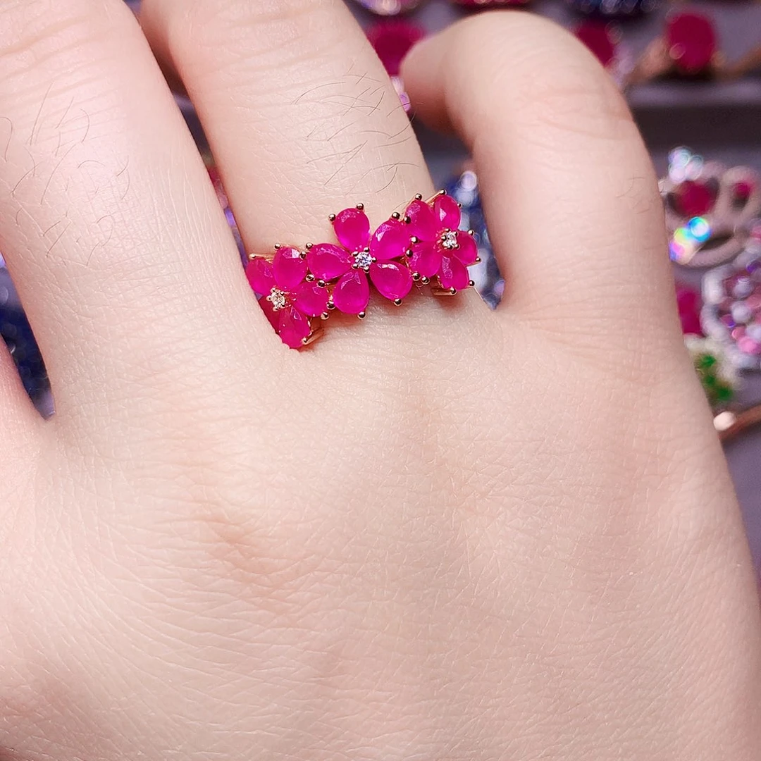 银S925镶嵌戒指红宝石