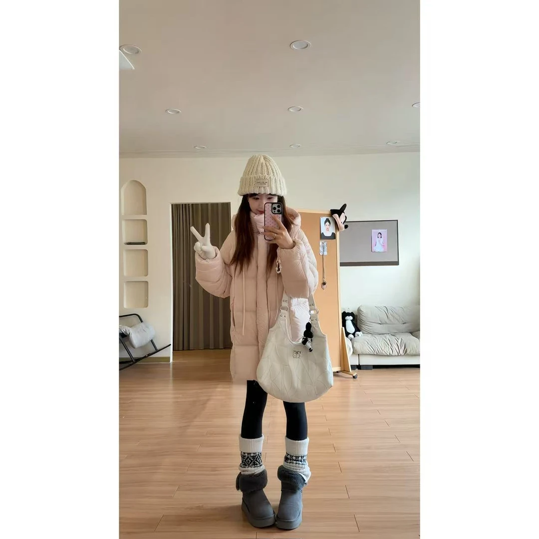 ［喵喵自制］冬款连帽保暖恒温茧型中长羽绒服