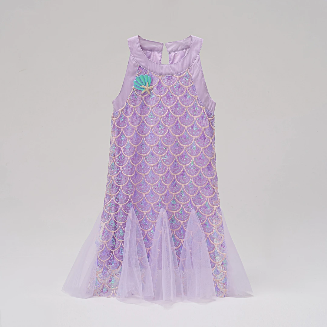 6225女童夏季亮片美人鱼挂脖公主连衣裙25010074