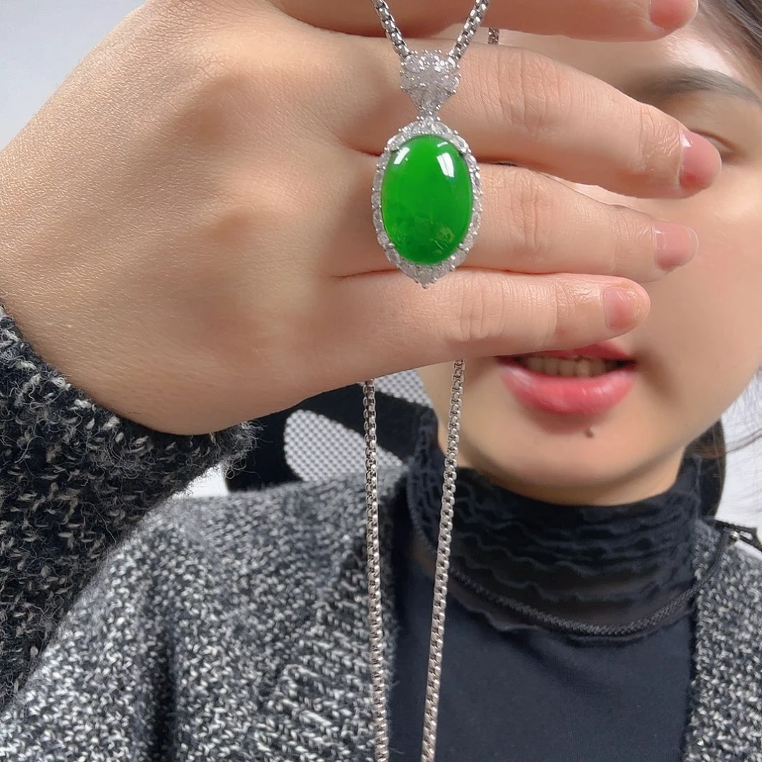 翡翠银S925镶嵌吊坠(不含链)