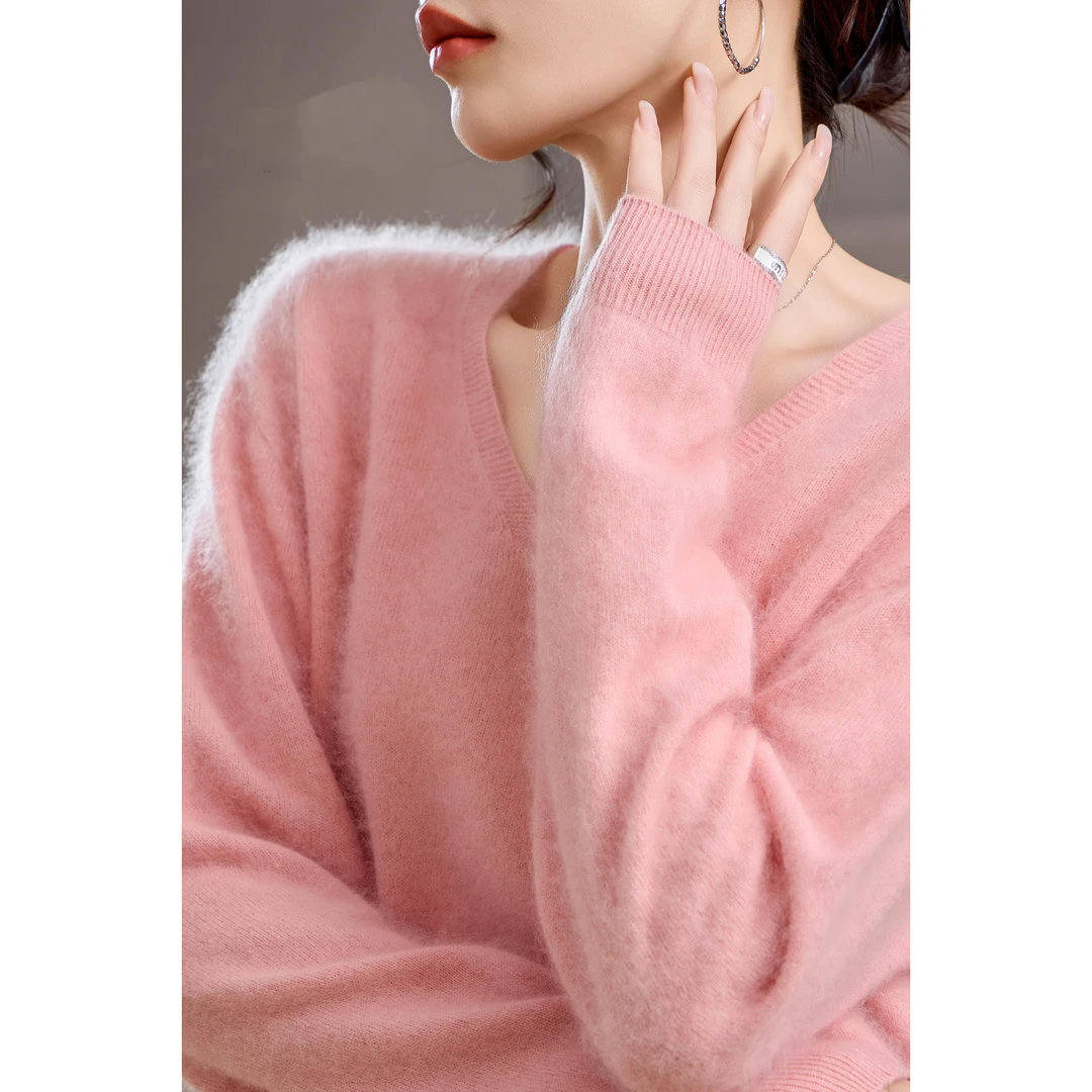 B 门店10/9&9！布偶羊绒衫」高质感山羊绒拉毛羽感宽松针织衫C23371