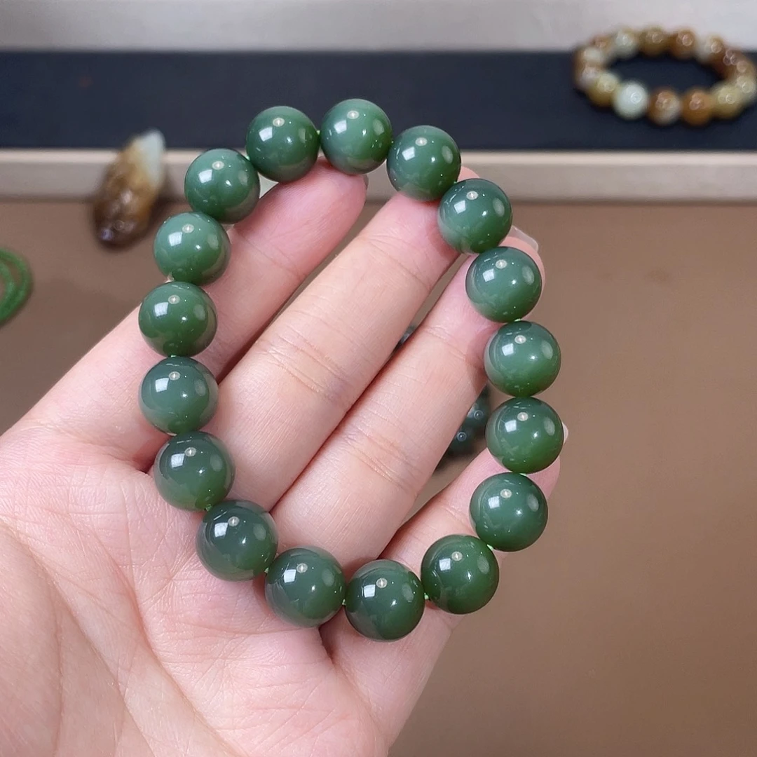 手链未镶嵌和田玉俄老料12 特细