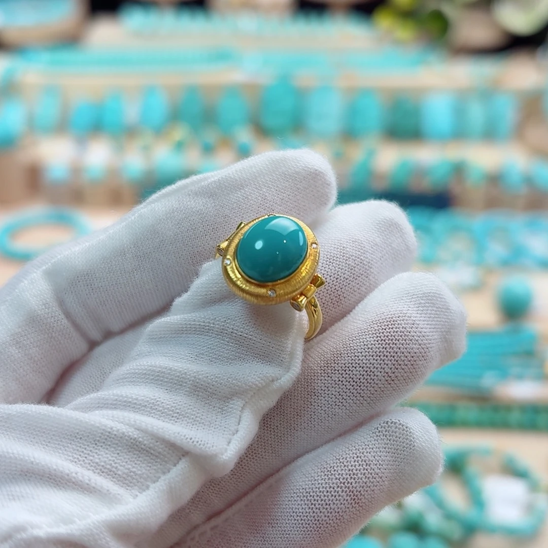 绿松石18K金镶嵌珠宝奇石