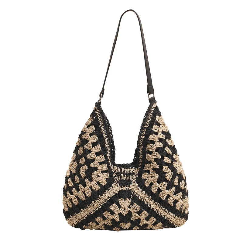 2025春夏新款编织托特包洋气百搭草编单肩包