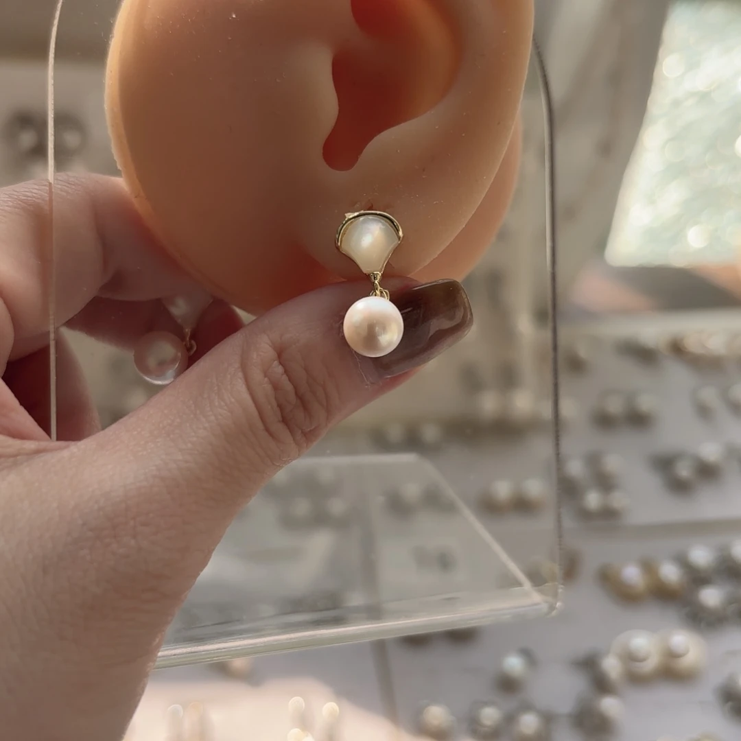 淡水珍珠合金耳饰