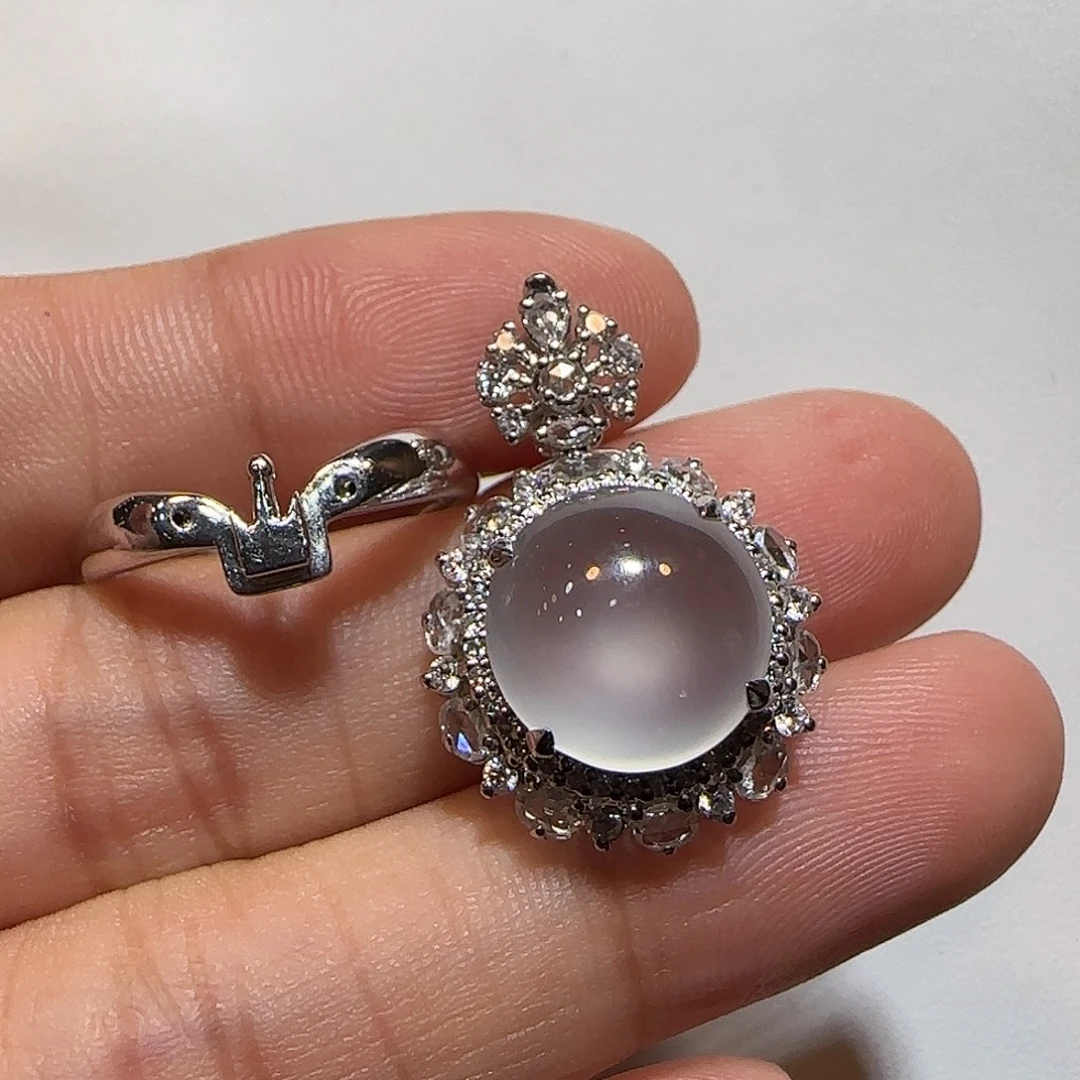 翡翠18K金镶嵌戒指戒指两用