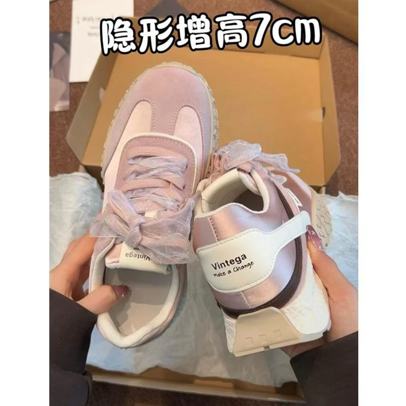 复古厚底德训鞋女年春季新款内增高阿甘鞋休闲运动老爹鞋