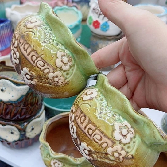 多肉绿植陶瓷花盆9.9包邮，有空