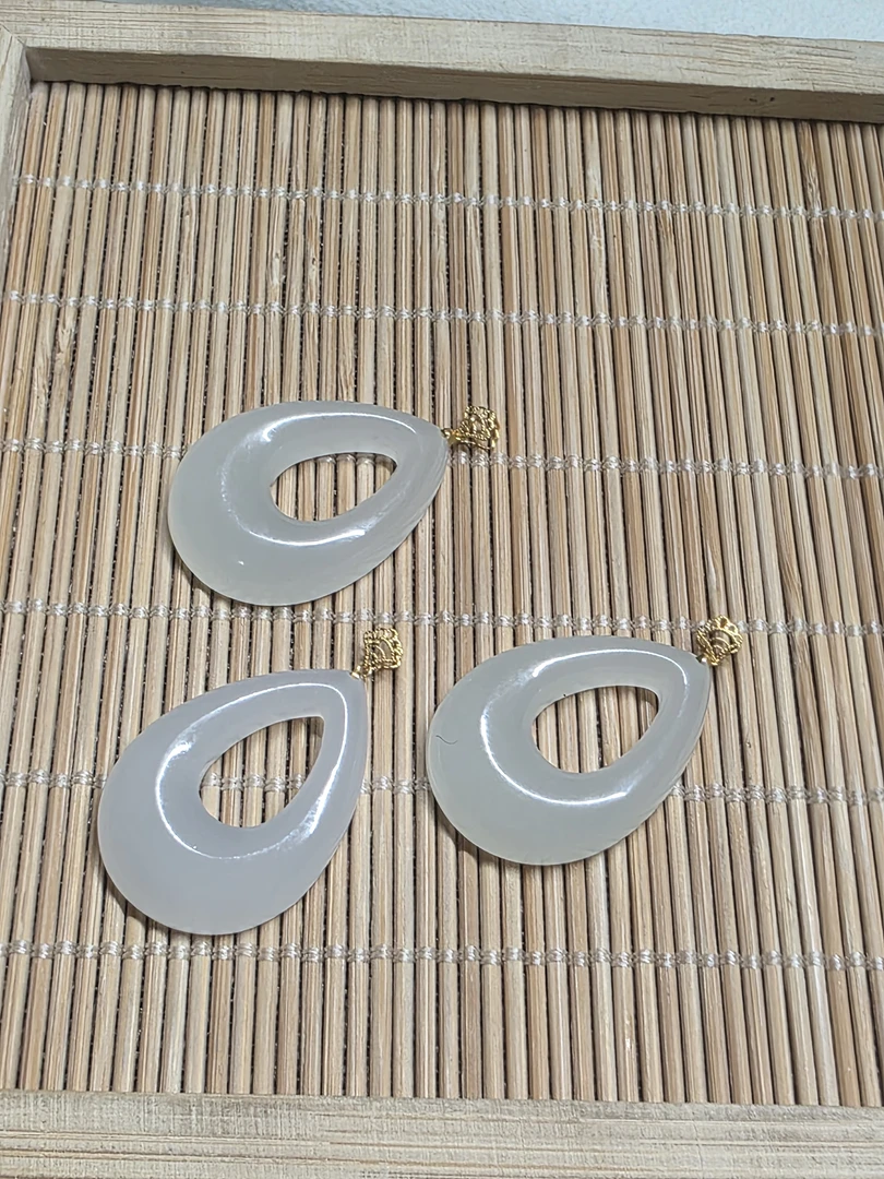 和田玉白玉吊坠18k金多样性发其一