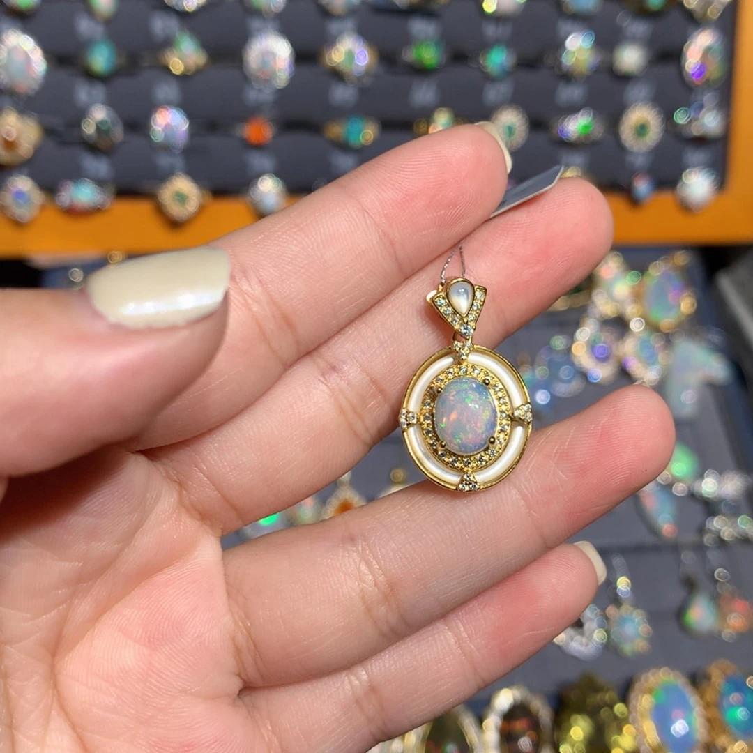 银S925镶嵌欧泊欧泊戒指l