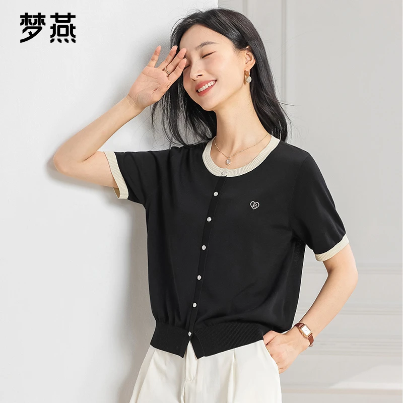 梦燕夏季女款时尚百搭气质大方宽松休闲舒适显瘦针织衫BC10B5010