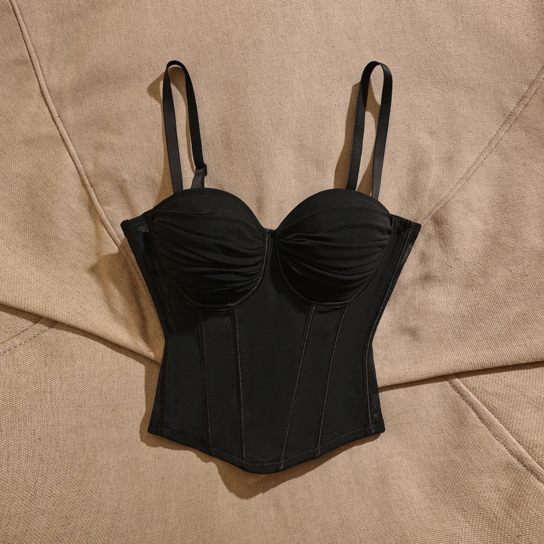 法式性感束腰风黑色吊带背心女小众修身显瘦辣妹气质外穿上衣内搭