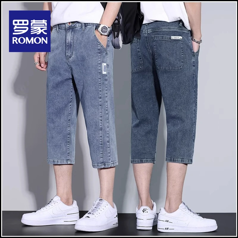 罗蒙七分男款薄款直筒宽松裤子40-50岁男士七分短裤