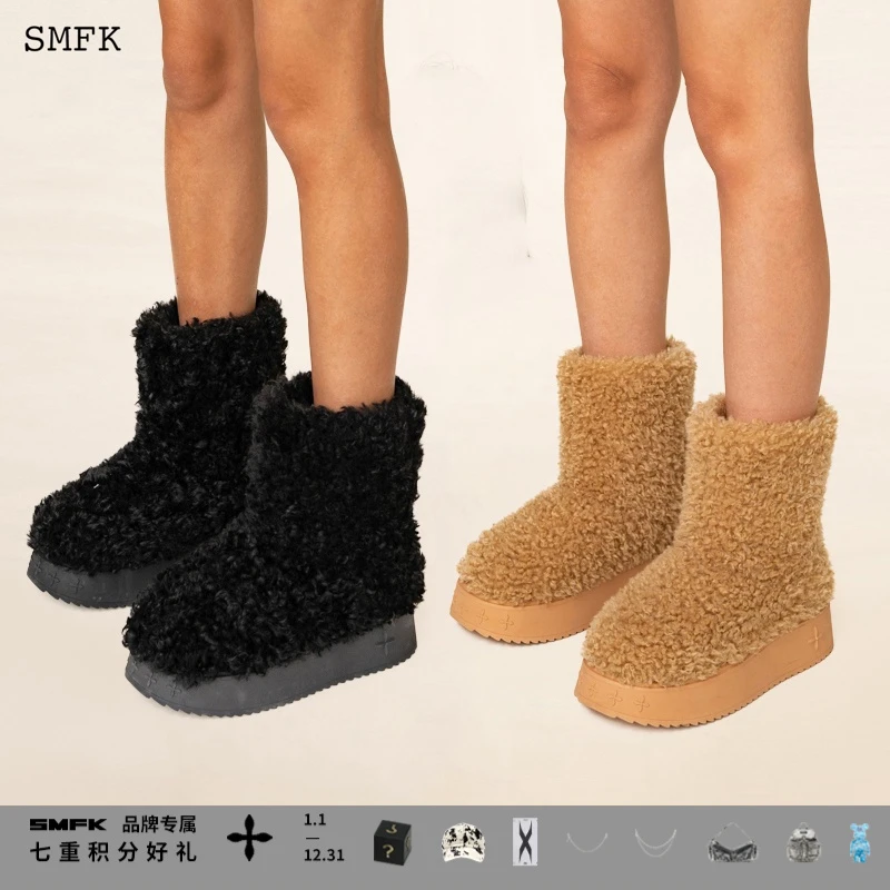 SMFKWoolly毛毛靴 S0004BF1 厚底增高时尚防滑高筒雪地靴 2色可选