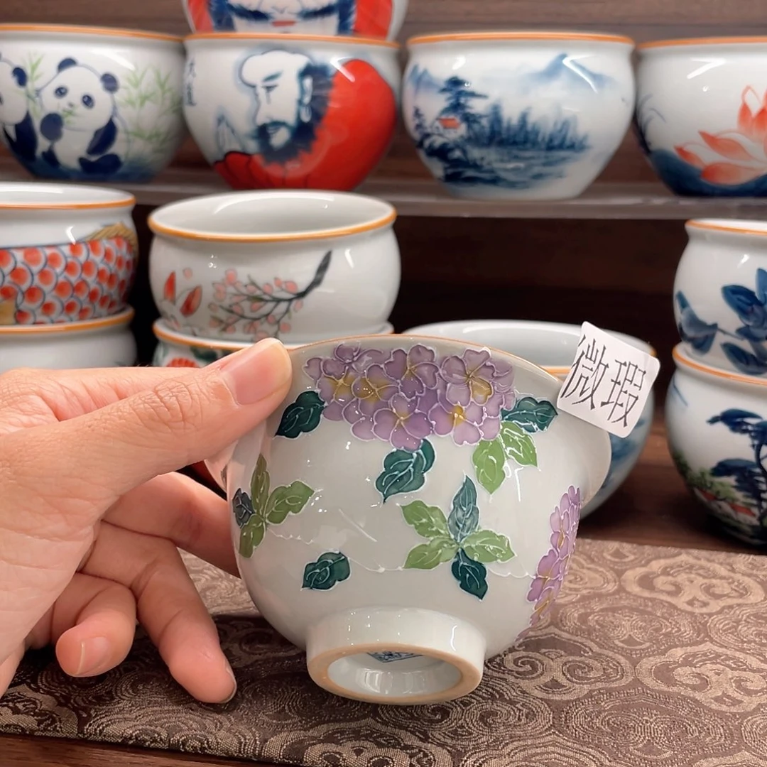 釉下手绘茶具微瑕