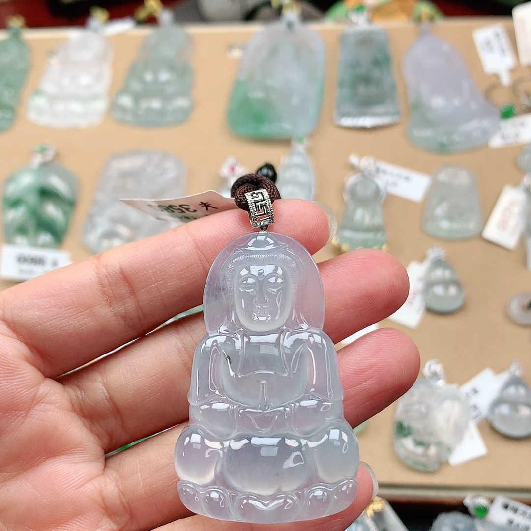 翡翠颈饰18K金镶嵌普**菜观音