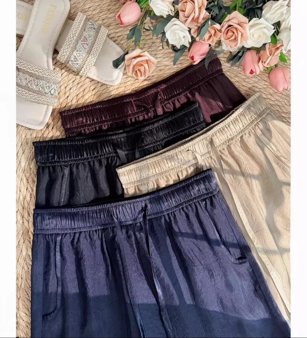 【JJ】2醋酸新款垂坠气质直筒窄版阔腿裤3088