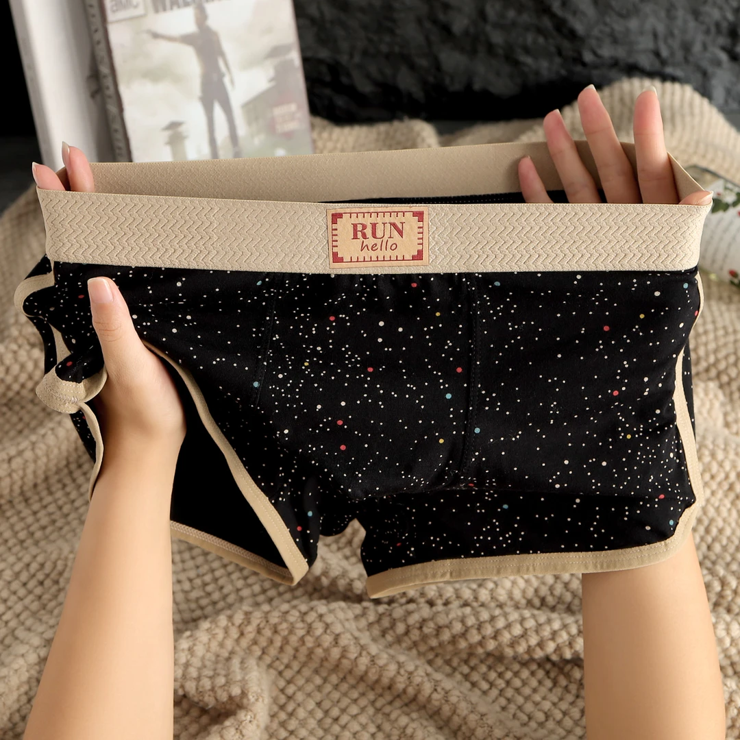 星空男士内裤棉质男生平角裤男款男式中腰潮流时尚四角裤短裤头