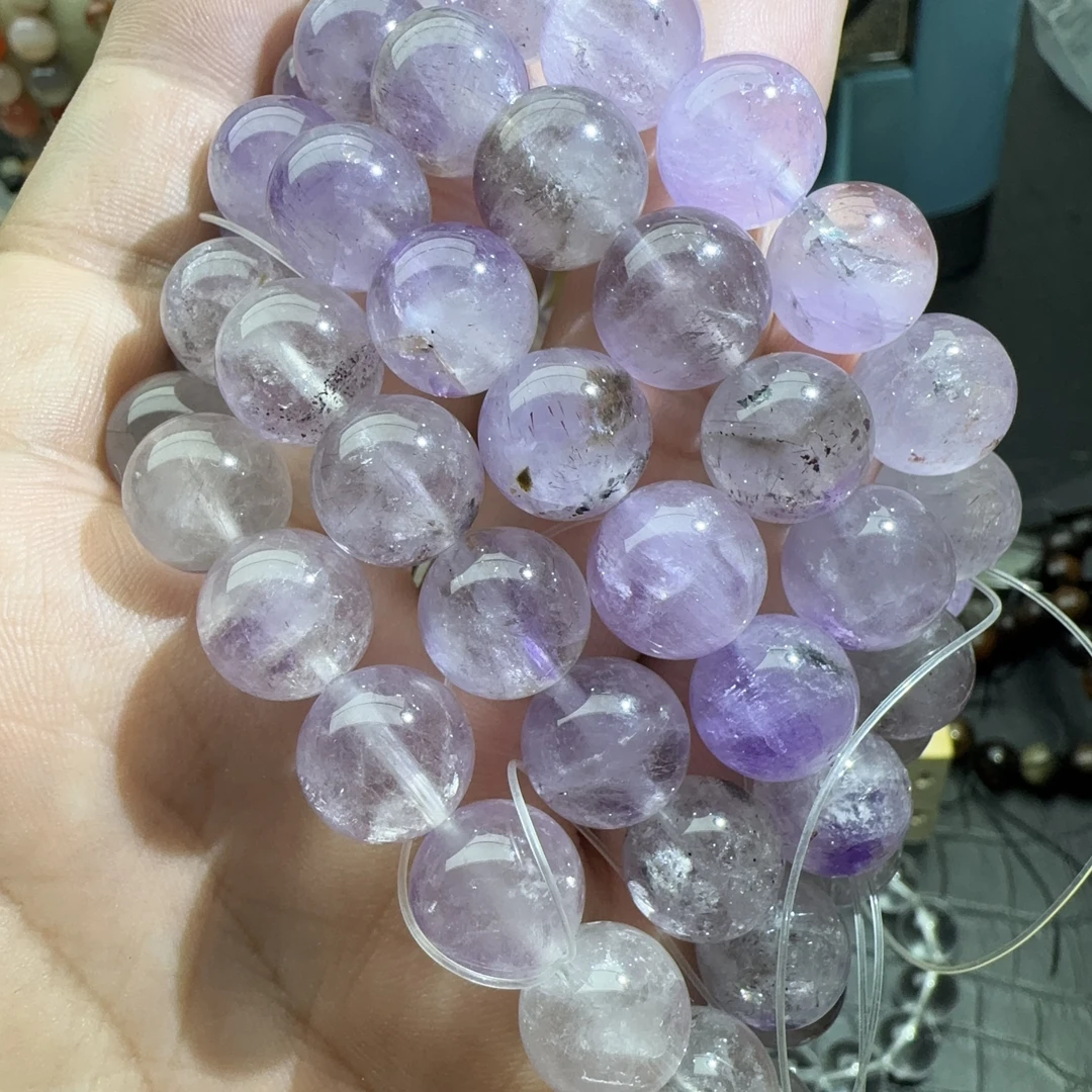 天然紫超七水晶12mm大颗粒手串手链