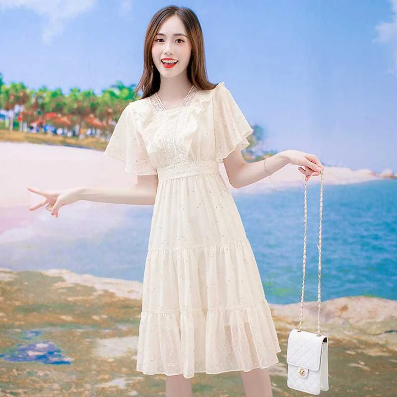 重磅超仙连衣裙2024年新款小清新收腰裙子女夏温柔风初恋仙女长裙