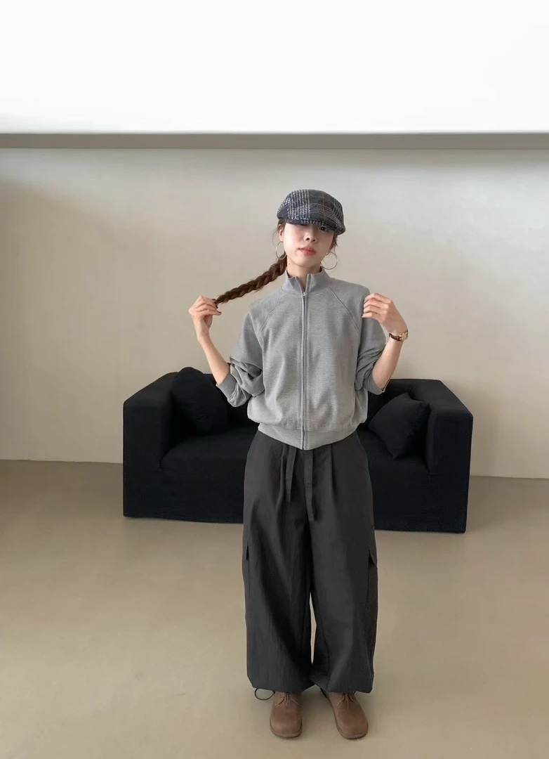 秋季休闲外套有弹力穿到130斤磨毛240克拉链半高领上衣超好看