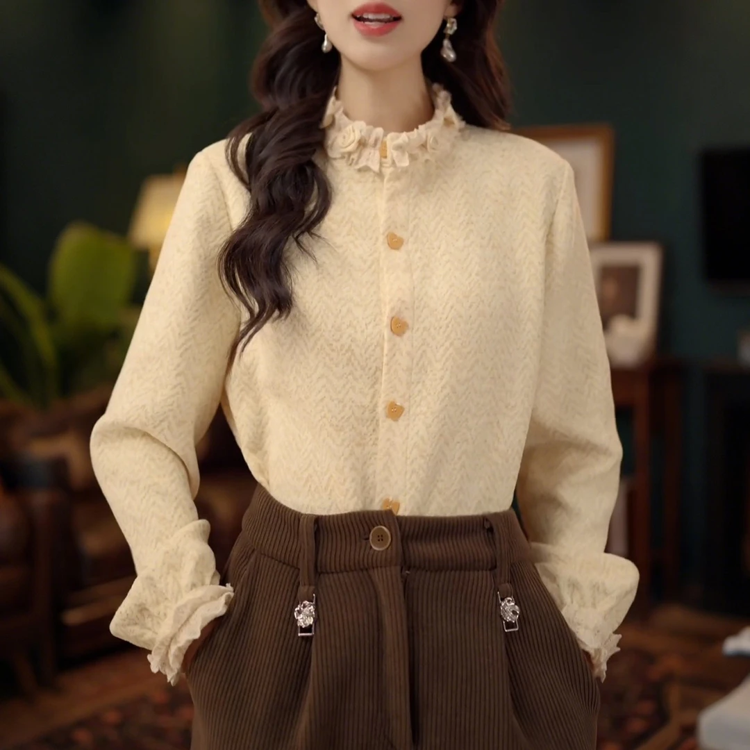 2026复古港风设计感长袖秋季宽松百搭衬衫设计感潮流女士休闲