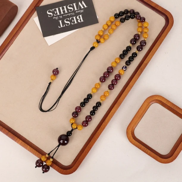 合金项链 （希媛专属）LZ2407 鸡肝石大珠木兰色老僧衣绳编琉