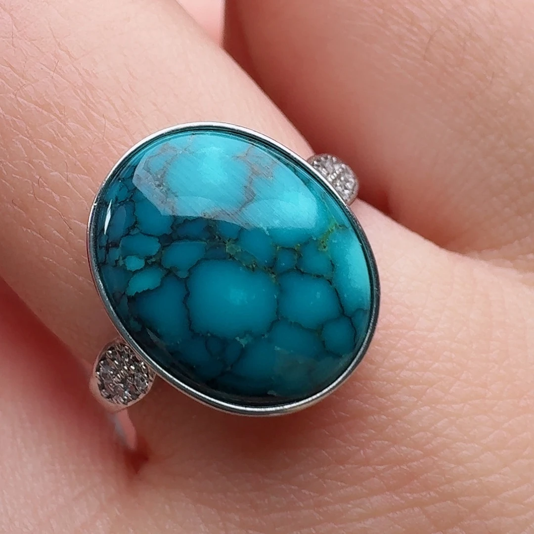 绿松石银S925镶嵌戒指