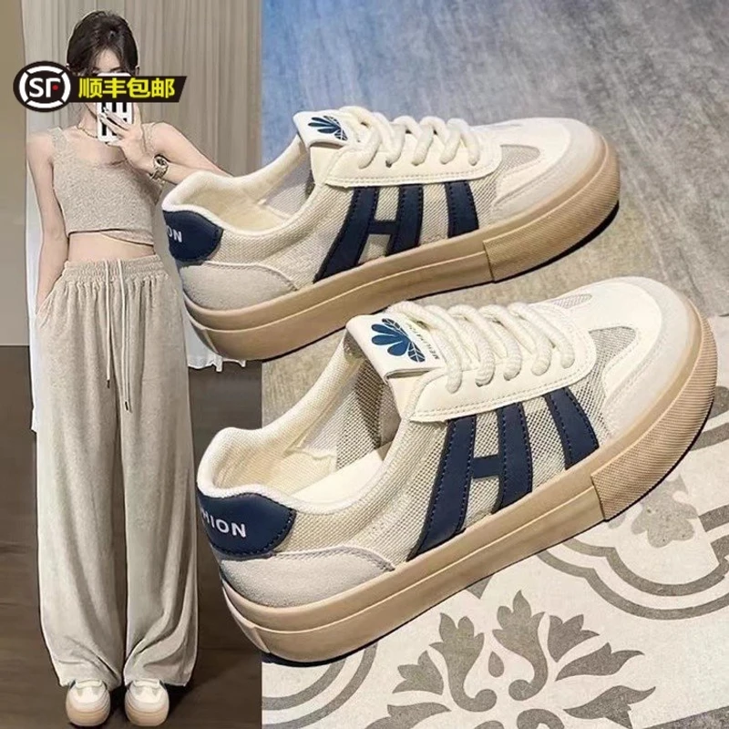 厚底阿甘鞋女2025新款春夏季百搭运动网面透气小白鞋学生板鞋网鞋