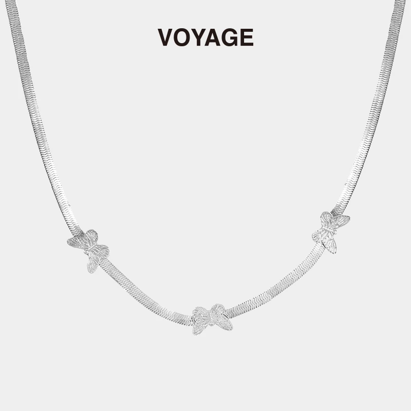 合金皮质项链 蝴蝶锁骨蛇骨链项链女轻奢小众设计配饰冷淡风甜酷