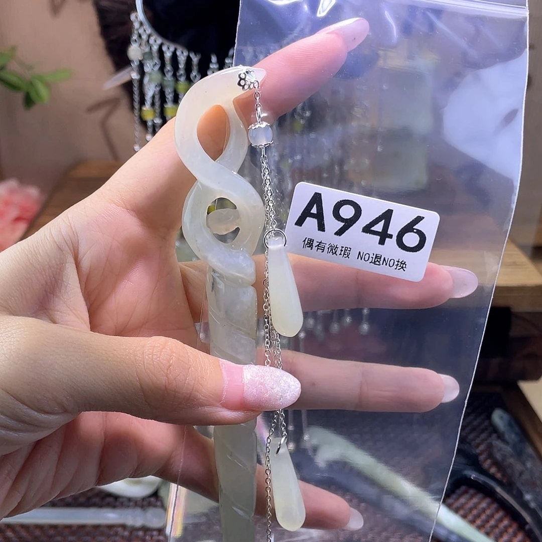 蛇纹石玉发饰合金雪****）