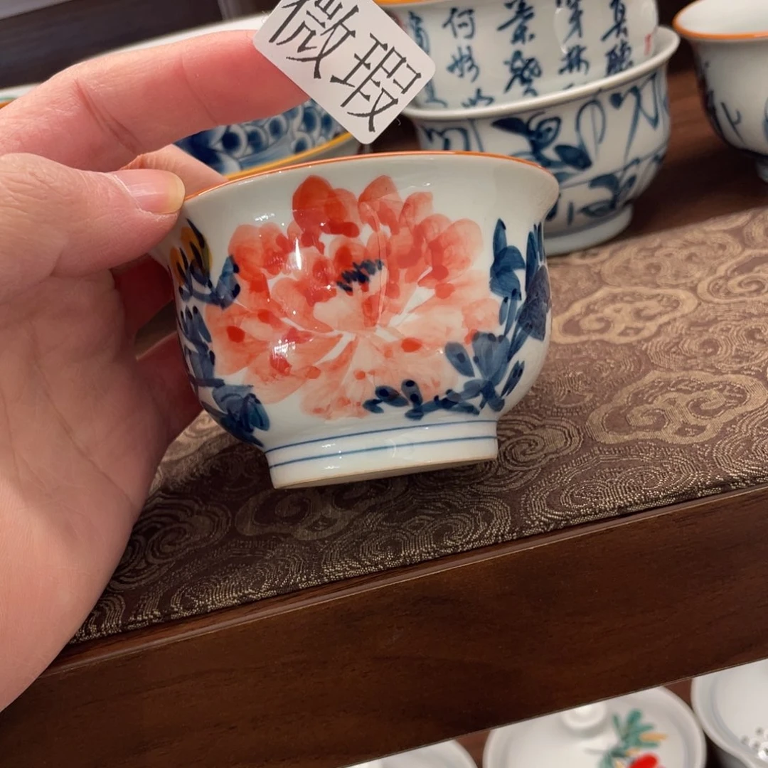 釉下手绘茶具微瑕