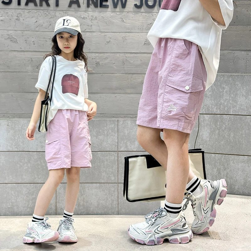 女童工装短裤2025夏季新款休闲百搭潮流运动洋气速干工装五分裤