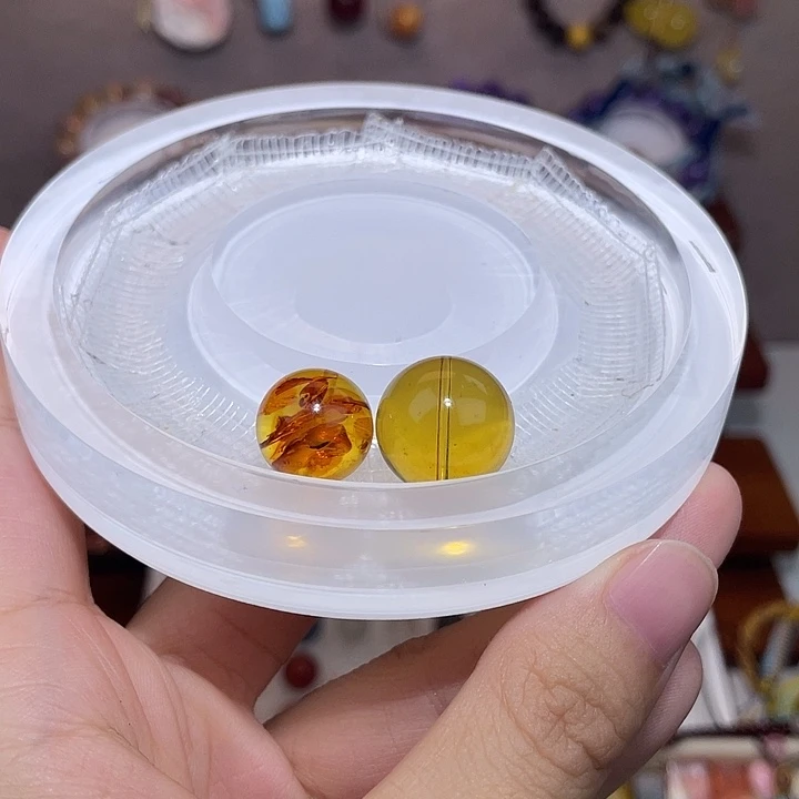 水晶手串银S925镶嵌A***s蓝珀花珀单珠