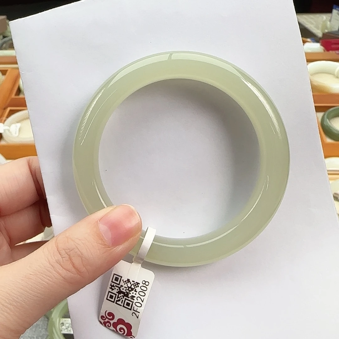 和田玉未镶嵌手镯58高冰浅晴