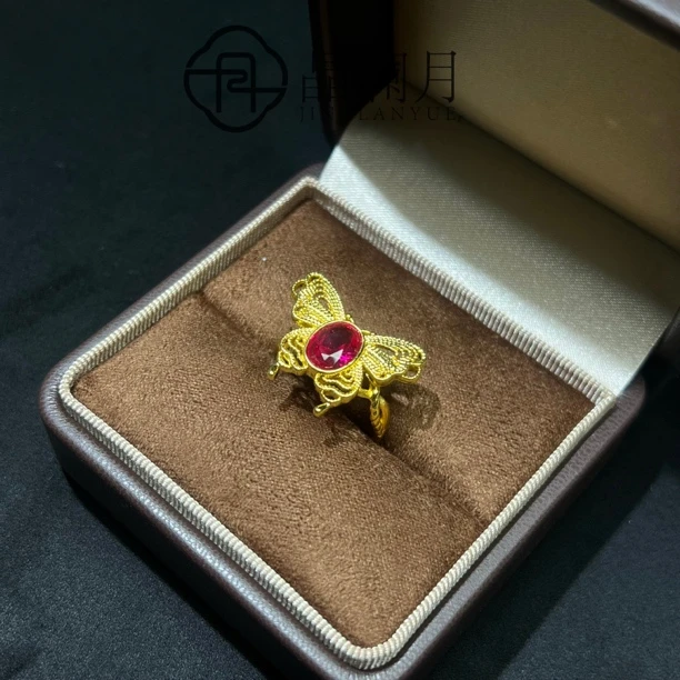 培育红宝石【晶澜月】X304镶嵌红宝石蝴蝶戒指 多样性发其一