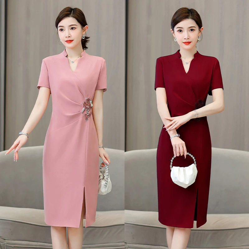 中国风婚宴礼礼服裙2025夏季新款喜婆婆气质优雅修身旗袍连衣裙