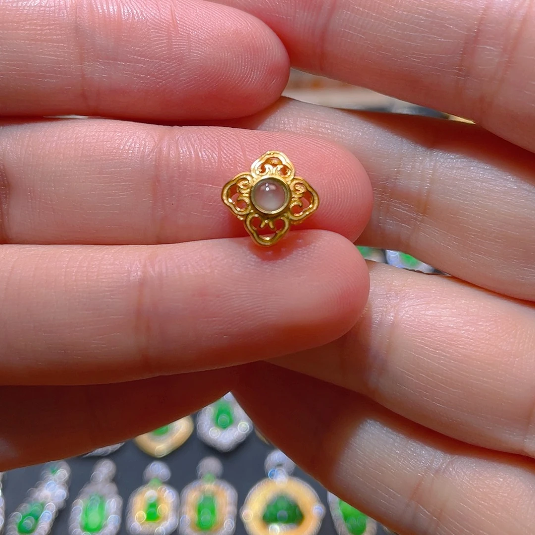 路***号翡翠银S925镶嵌吊坠(不含链)