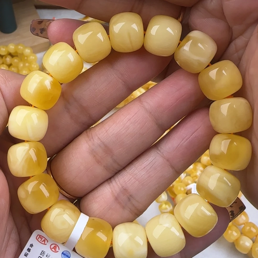 蜜蜡手链未镶嵌白花老型手串
